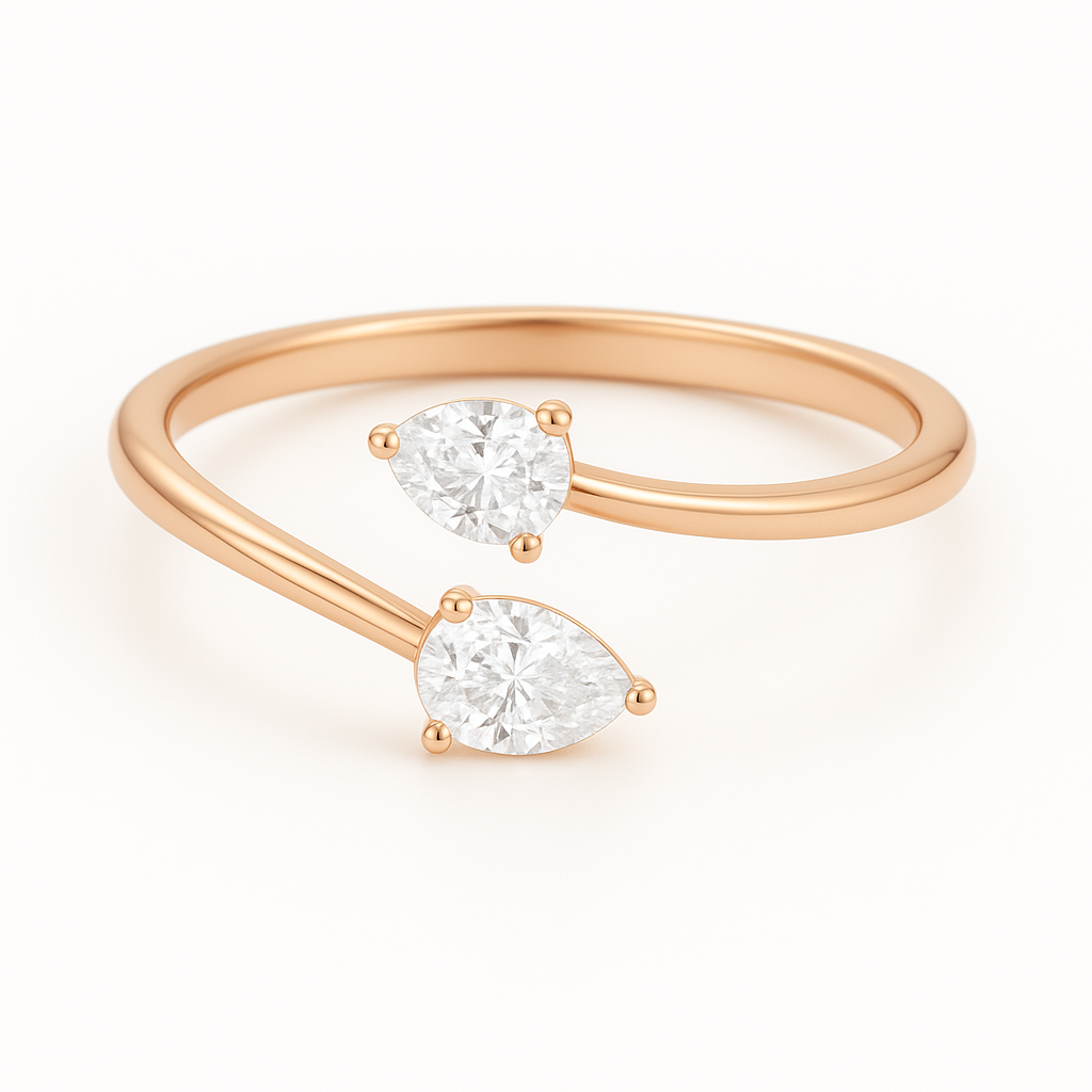 Wrap Around Two-Stone Pear-Cut Diamond Ring