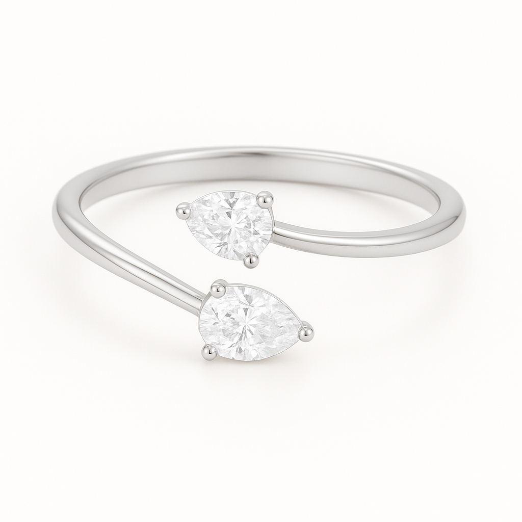 Wrap Around Two-Stone Pear-Cut Diamond Ring