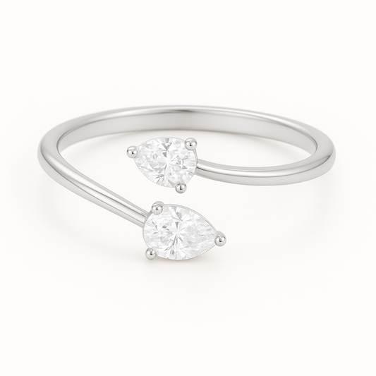 Wrap Around Two-Stone Pear-Cut Diamond Ring