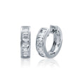 Load image into Gallery viewer, Diamond Baguette Huggie Earrings