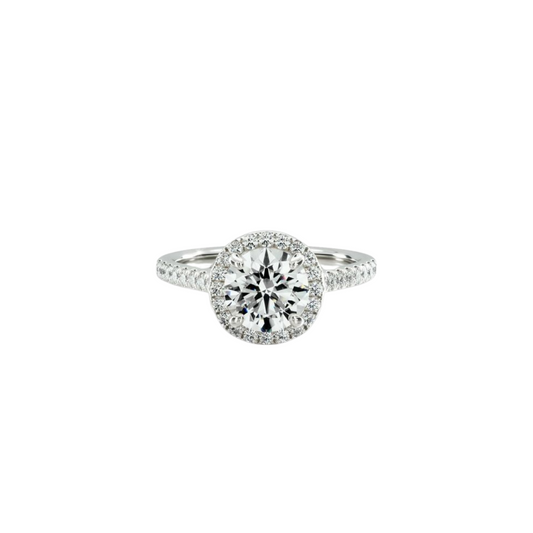 Pavé Halo and Shank Diamond Solitaire