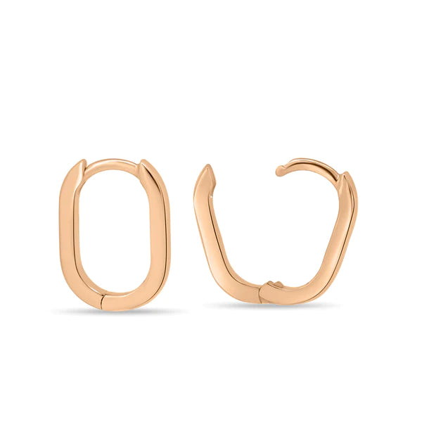 Elongated Oval Hoop Earrings