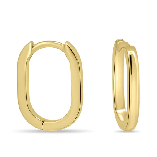 Elongated Oval Hoop Earrings