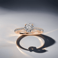 Load image into Gallery viewer, Rose gold cathedral style engagement ring with a tulip head and diamonds, showcasing pave and peekaboo diamond accents.