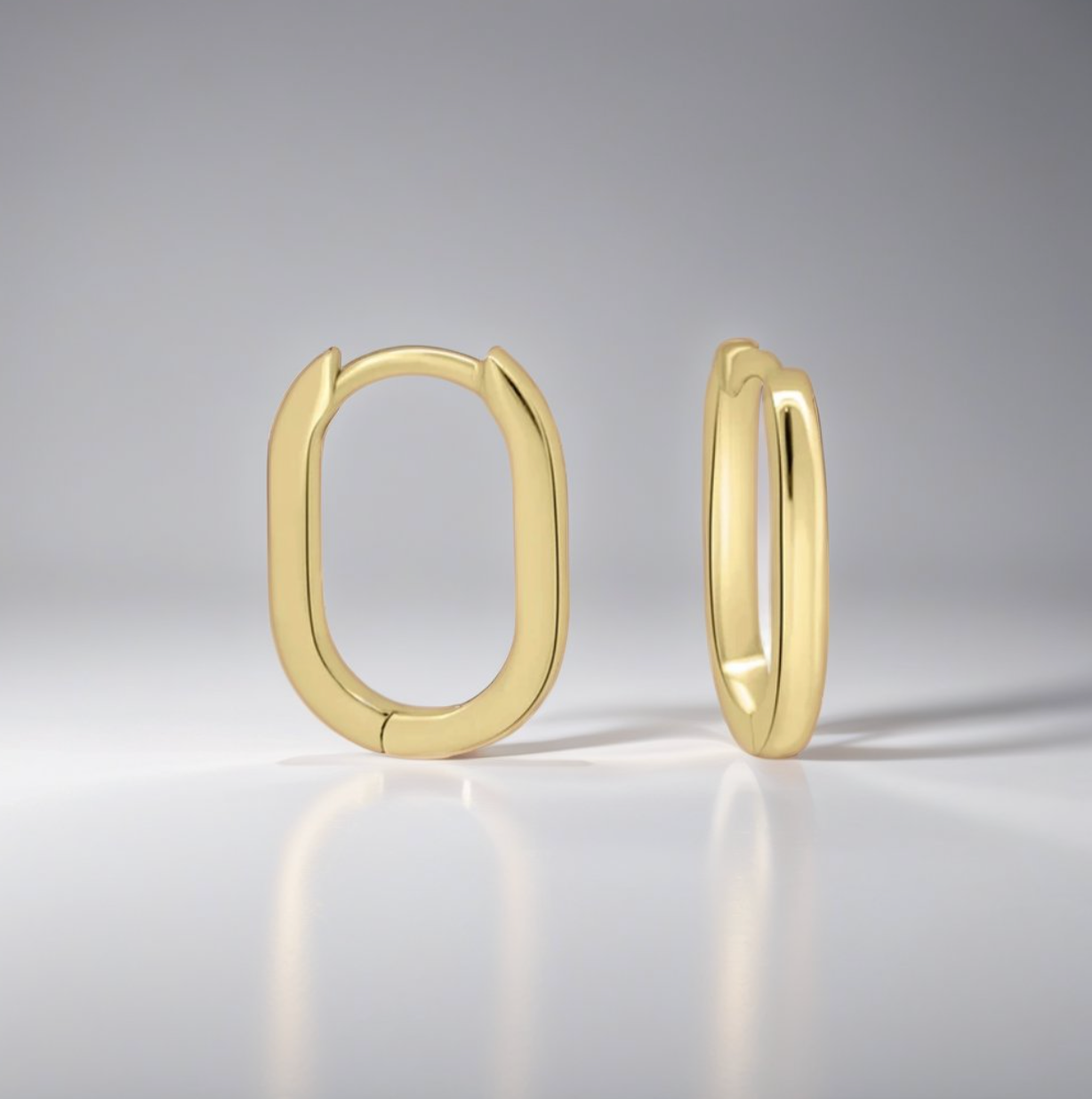 Elongated Oval Hoop Earrings
