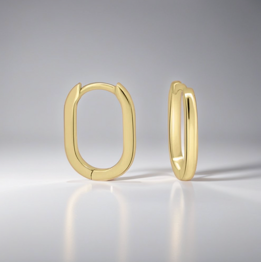 Elongated Oval Hoop Earrings