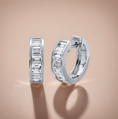 Load image into Gallery viewer, Diamond Baguette Huggie Earrings