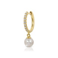 Load image into Gallery viewer, Diamond Huggie Earrings with Pearl