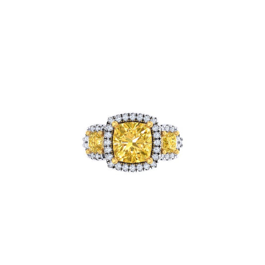 Three-stone Yellow Engagement Ring