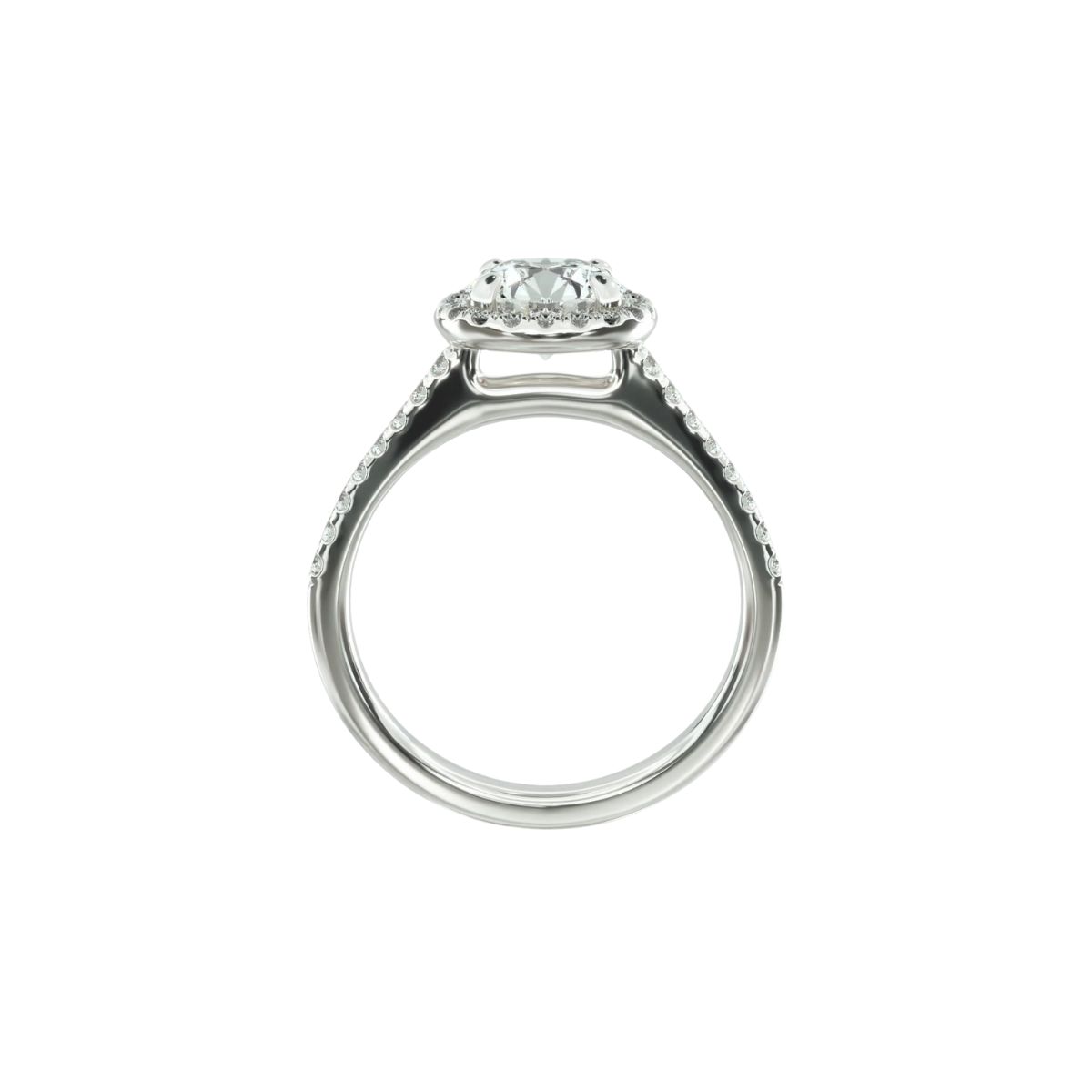Pavé Halo and Shank Diamond Solitaire