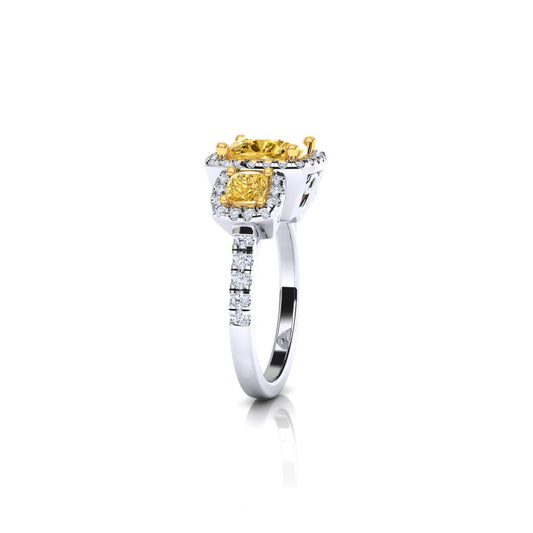 Three-stone Yellow Engagement Ring