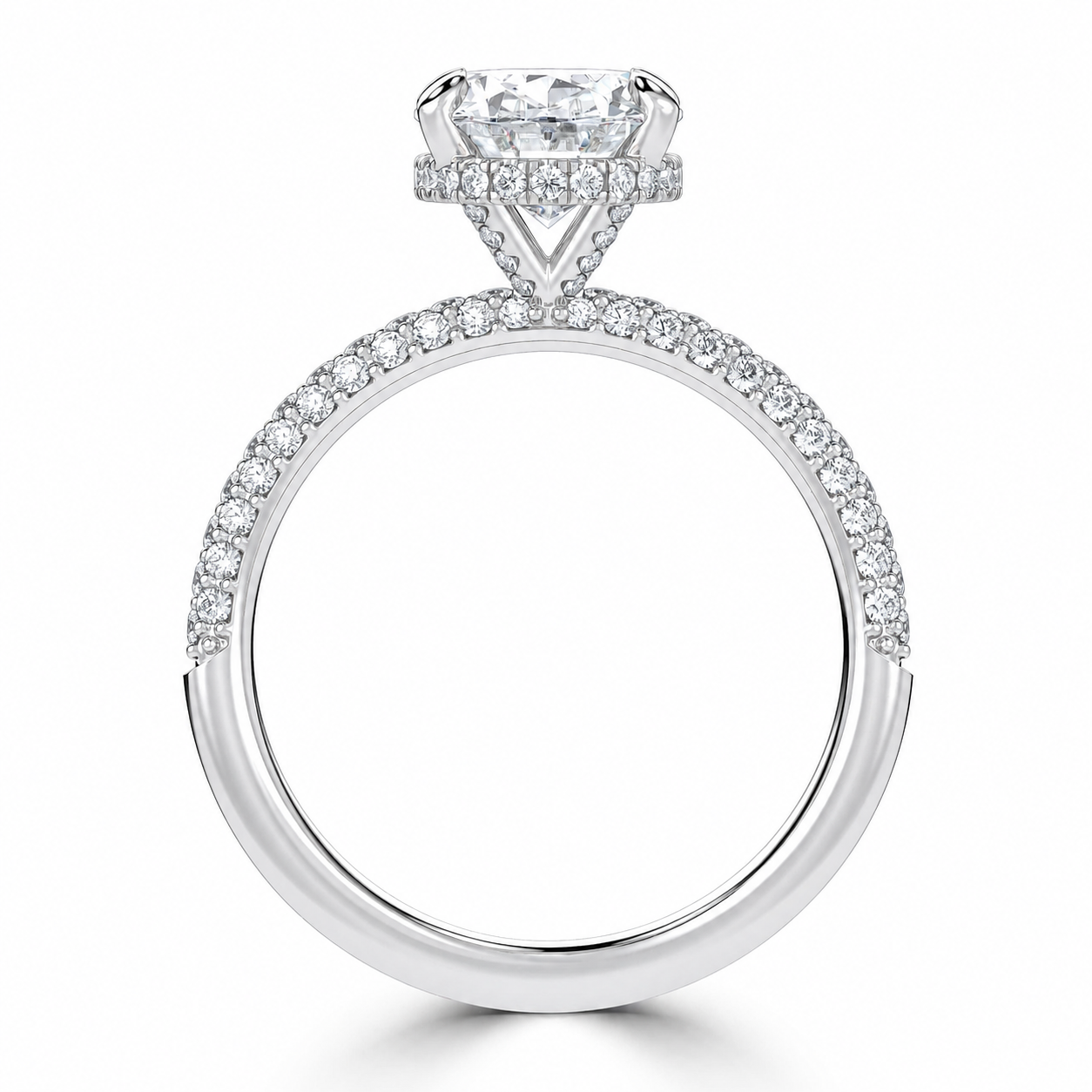 Oval-Cut Lab Grown Diamond Pavé Engagement Ring