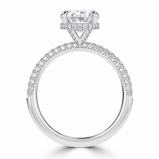 Oval-Cut Lab Grown Diamond Pavé Engagement Ring