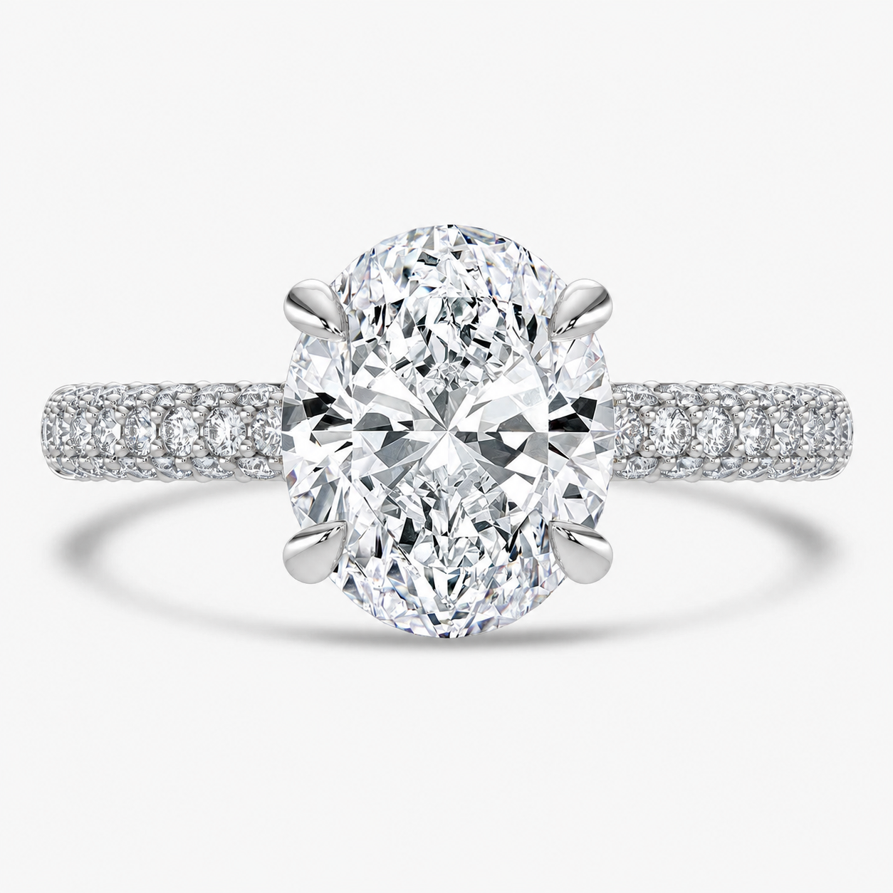 Oval-Cut Lab Grown Diamond Pavé Engagement Ring