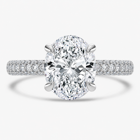 Oval-Cut Lab Grown Diamond Pavé Engagement Ring