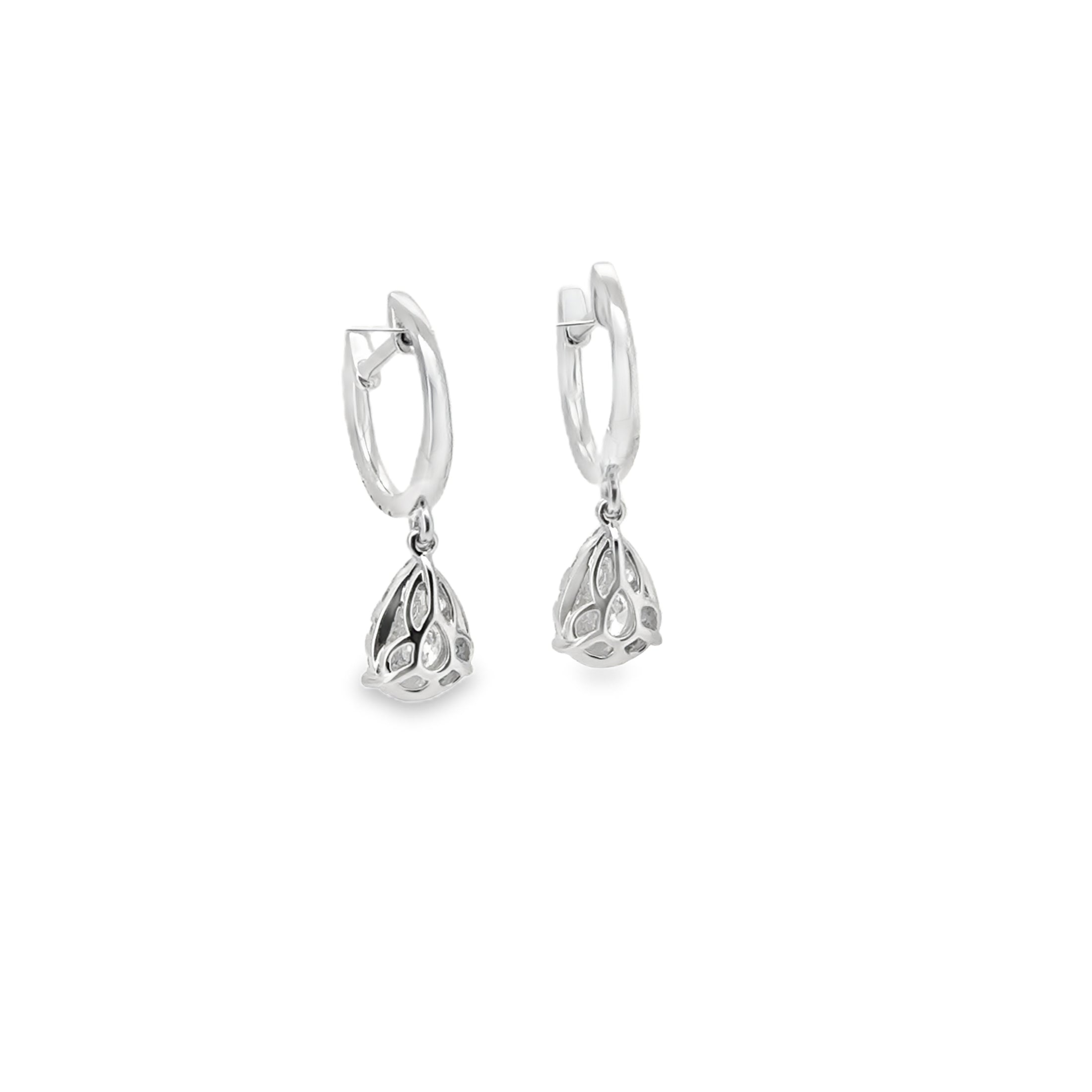 Pear Diamond Hoop Drop Earrings