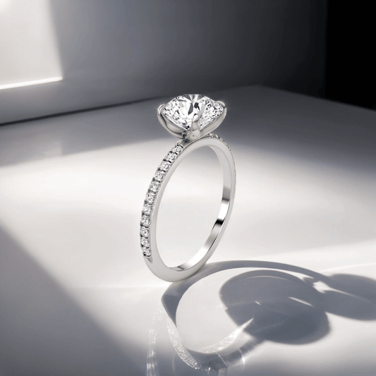 Solitaire Classic engagement ring in 14k white gold with brilliant diamond, Maison Karat jewelry.