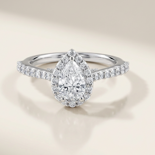 Pear Cut Halo Diamond Ring