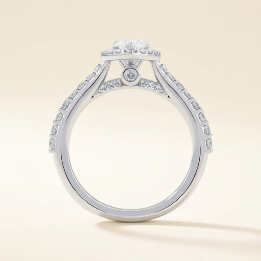Pear Cut Halo Diamond Ring