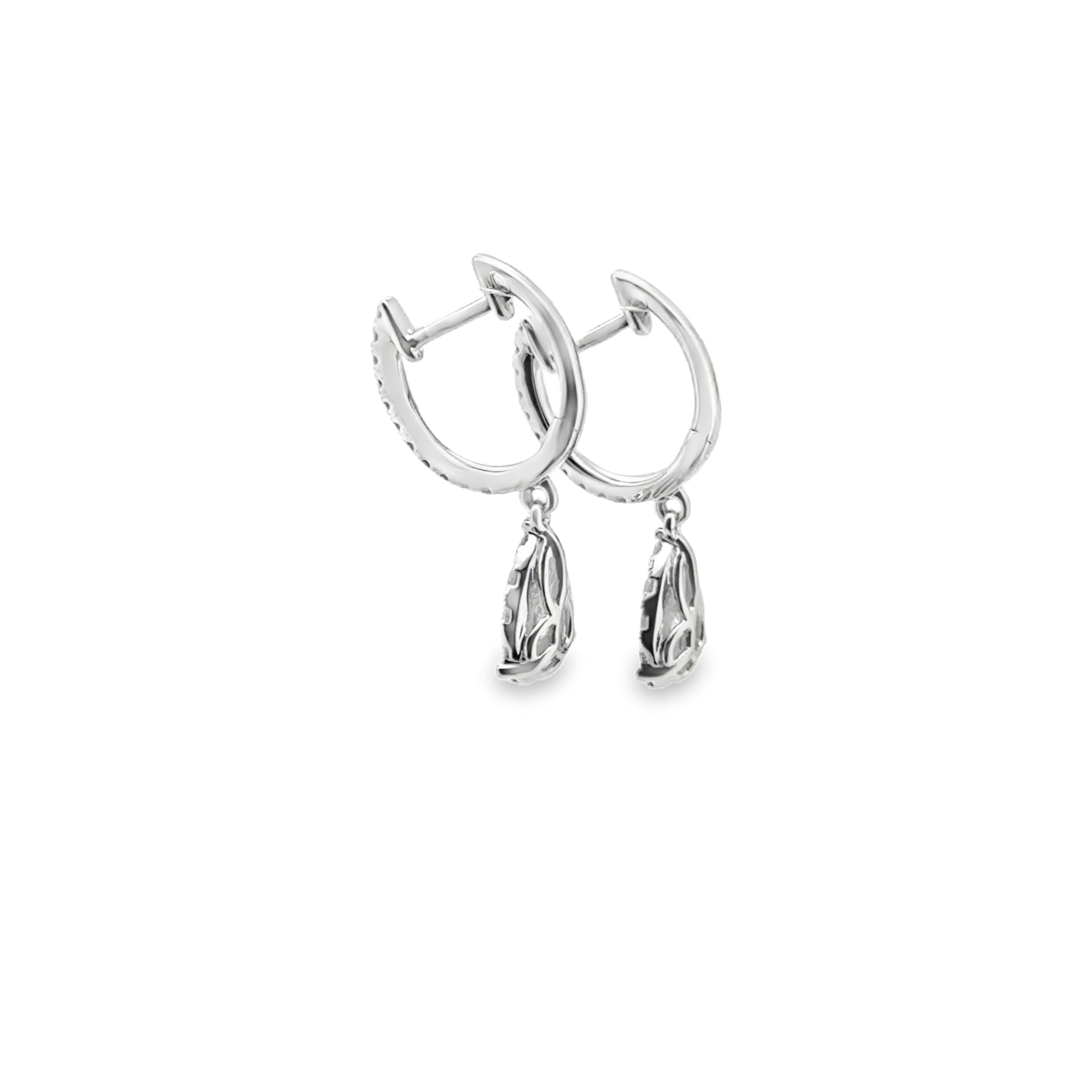 Pear Diamond Hoop Drop Earrings