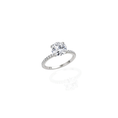 Load image into Gallery viewer, Solitaire classic engagement ring in 14k white gold with a round brilliant diamond from Maison Karat jewelry.
